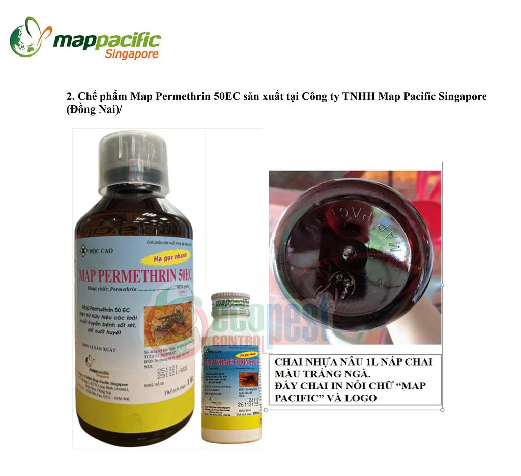 Chế phẩm thuốc diệt muỗi Map Permethrin 50EC sản xuất tại Map Pacific Singapore (Đồng Nai)